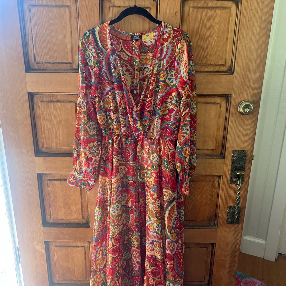 Paisley Print Red Dress